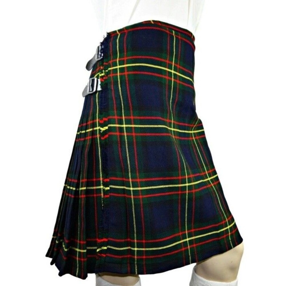 STILLWATER KILTS Scottish Kilts Plaid Green/Blue/Yellow Tartan Buckles Size 38
